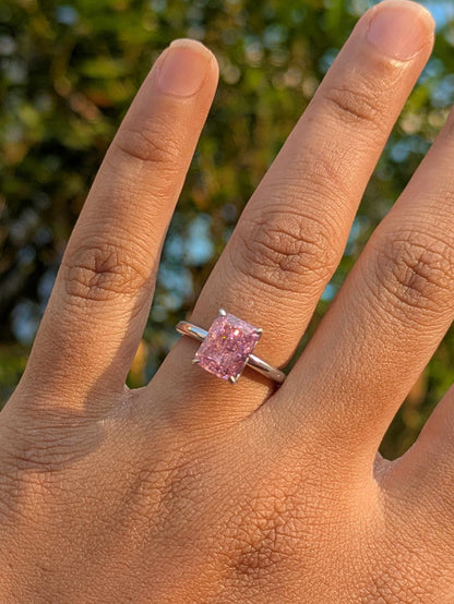 2.5Ct Pink Ice Crushed Petal Silver Ring For Women