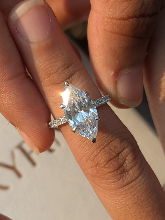 4.2Ct Lauren Marquise Solitaire Silver Ring For Women