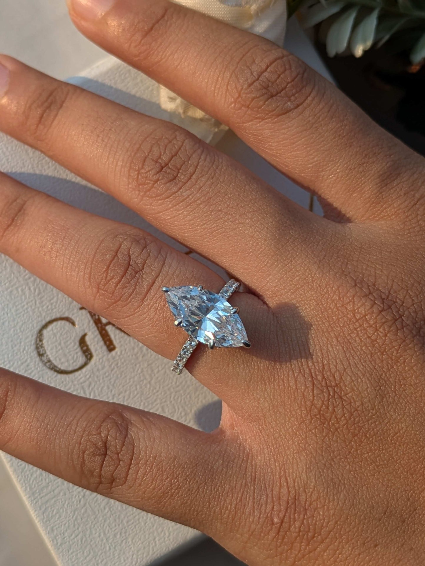 4.2Ct Lauren Marquise Solitaire Silver Ring For Women