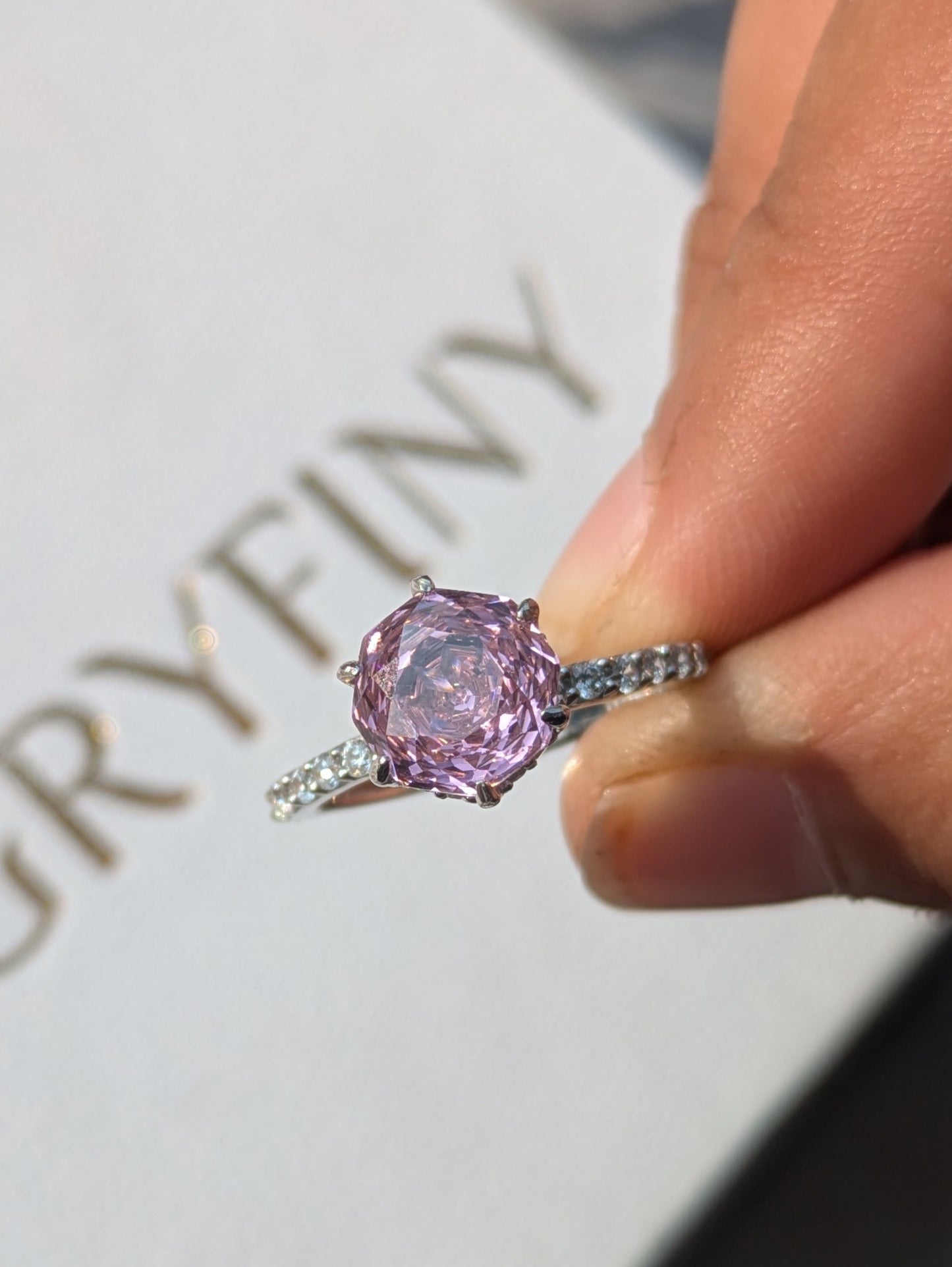 2Ct Pink Rose Cut Silver Solitare Ring For Women