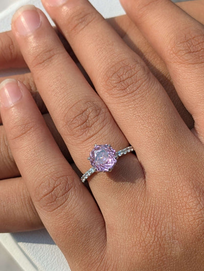 2Ct Pink Rose Cut Silver Solitare Ring For Women