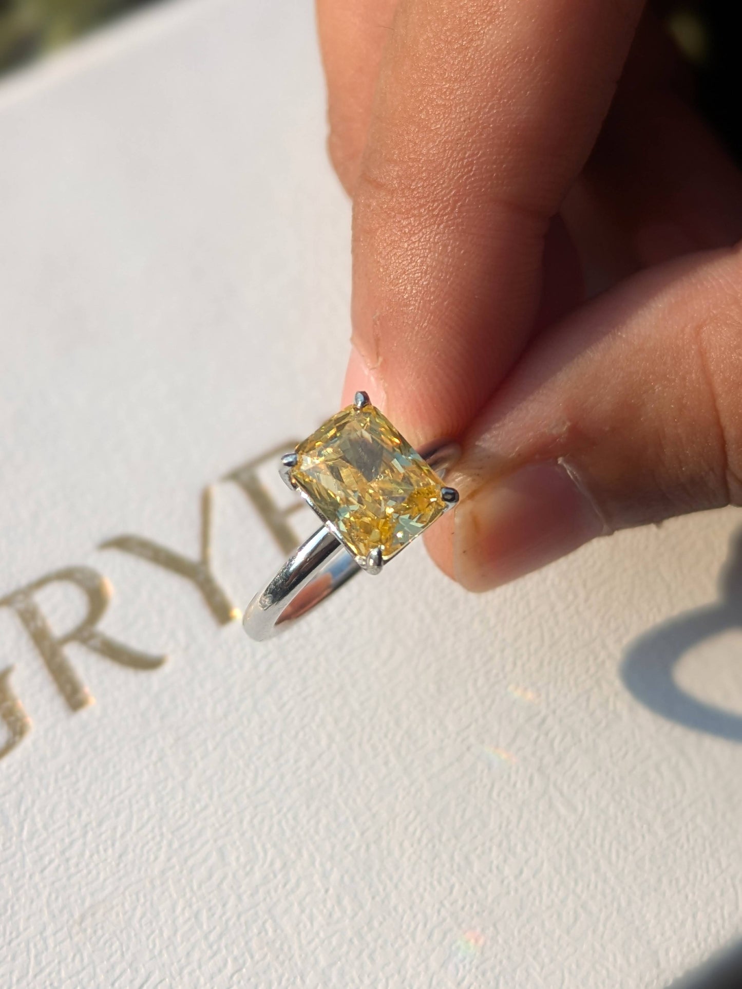 2.5Ct Yellow Ice Crushed Petal Silver Ring For Women