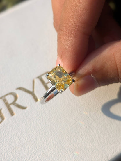 2.5Ct Yellow Ice Crushed Petal Silver Ring For Women