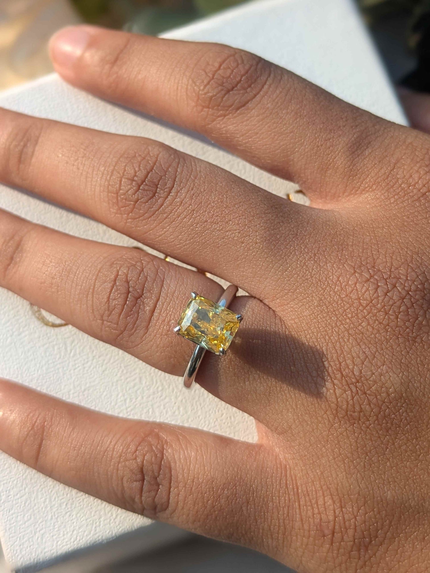2.5Ct Yellow Ice Crushed Petal Silver Ring For Women