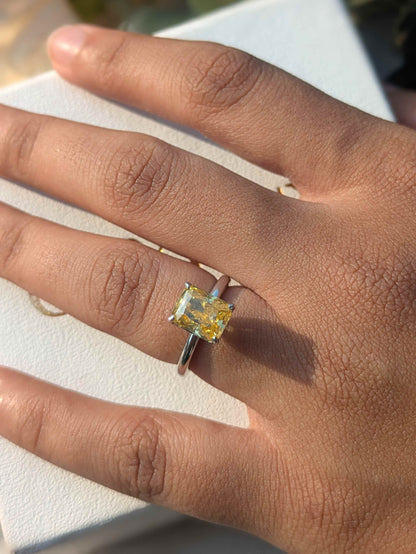 2.5Ct Yellow Ice Crushed Petal Silver Ring For Women