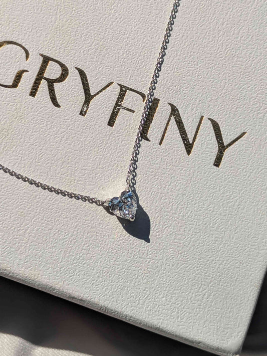 7mm Heart Diamond Silver Pendant For Womem