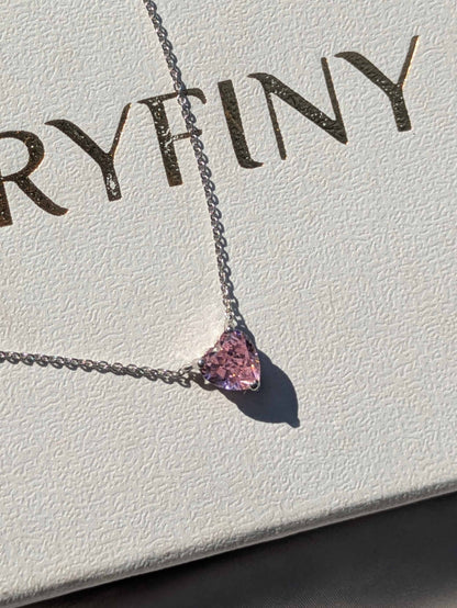 Ice Crushed Pink Heart Diamond Pendant