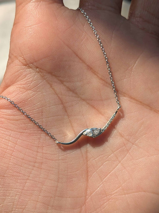 Curve Marquise Silver Necklace