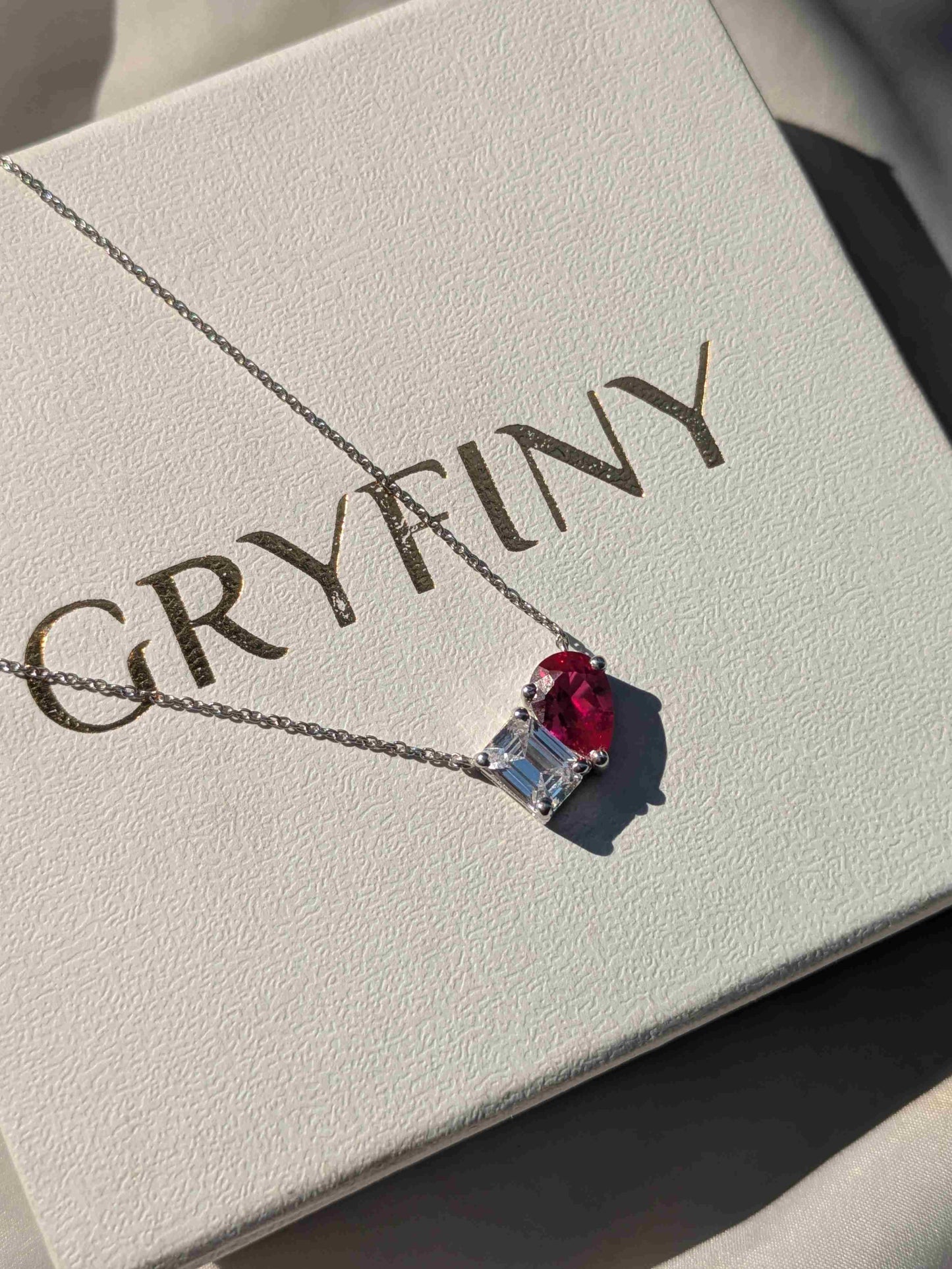 Ruby Pear Toi Et Moi Silver Pendant For Women