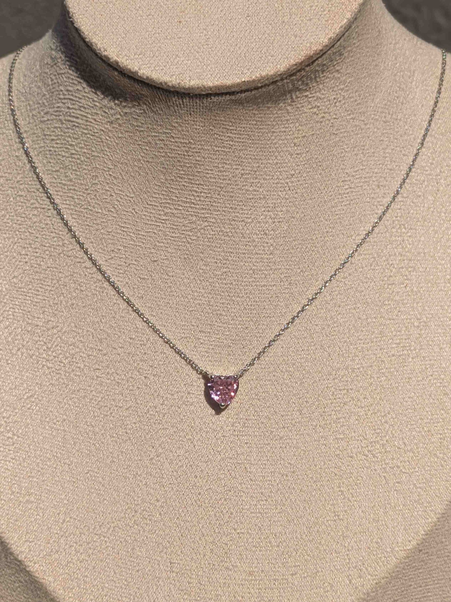 Ice Crushed Pink Heart Diamond Pendant