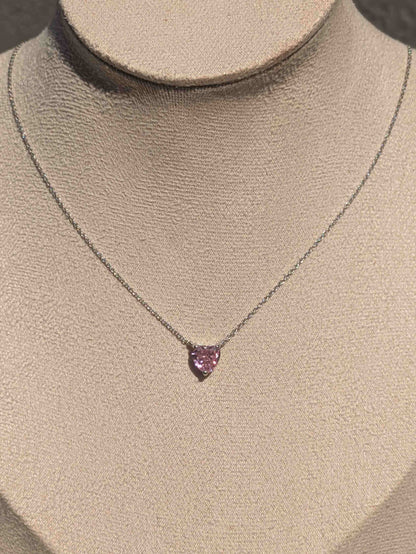 Ice Crushed Pink Heart Diamond Pendant