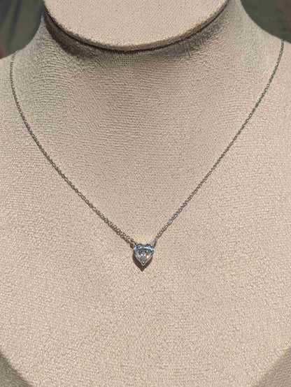 7mm Heart Diamond Silver Pendant For Womem
