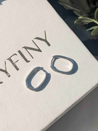 Classic Oval Silver Hoop Earring For Women