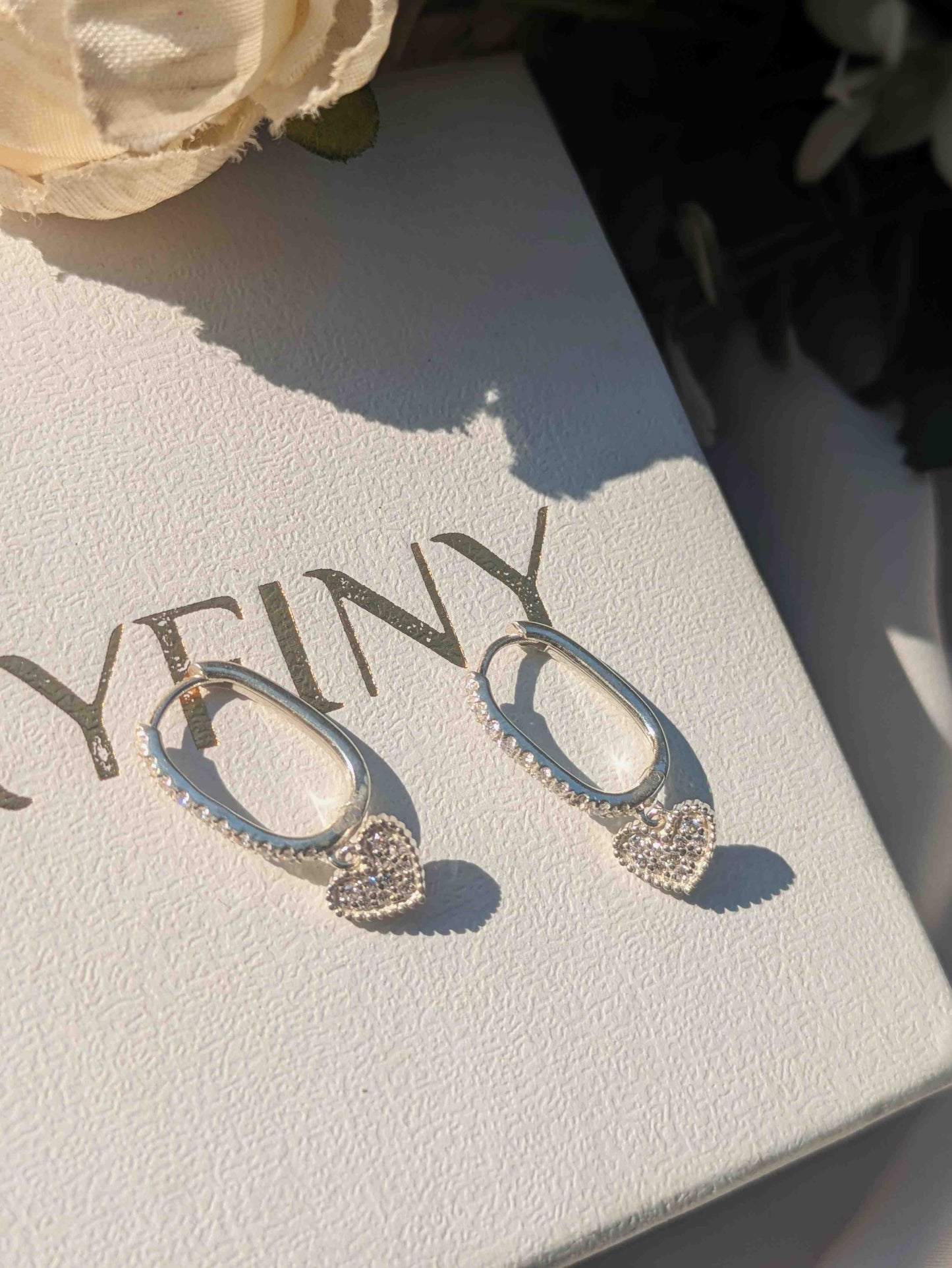 Classic Heart Oval Silver Hoop Earring For Women