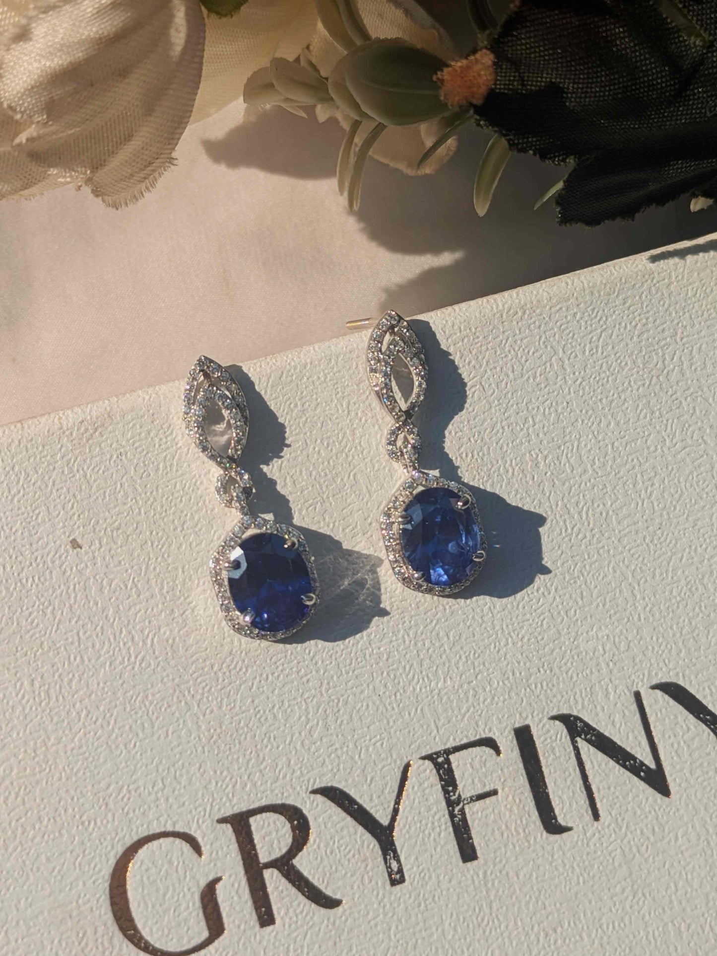 Blue Tanzanite Oval Silver Dangler Earrings For Women