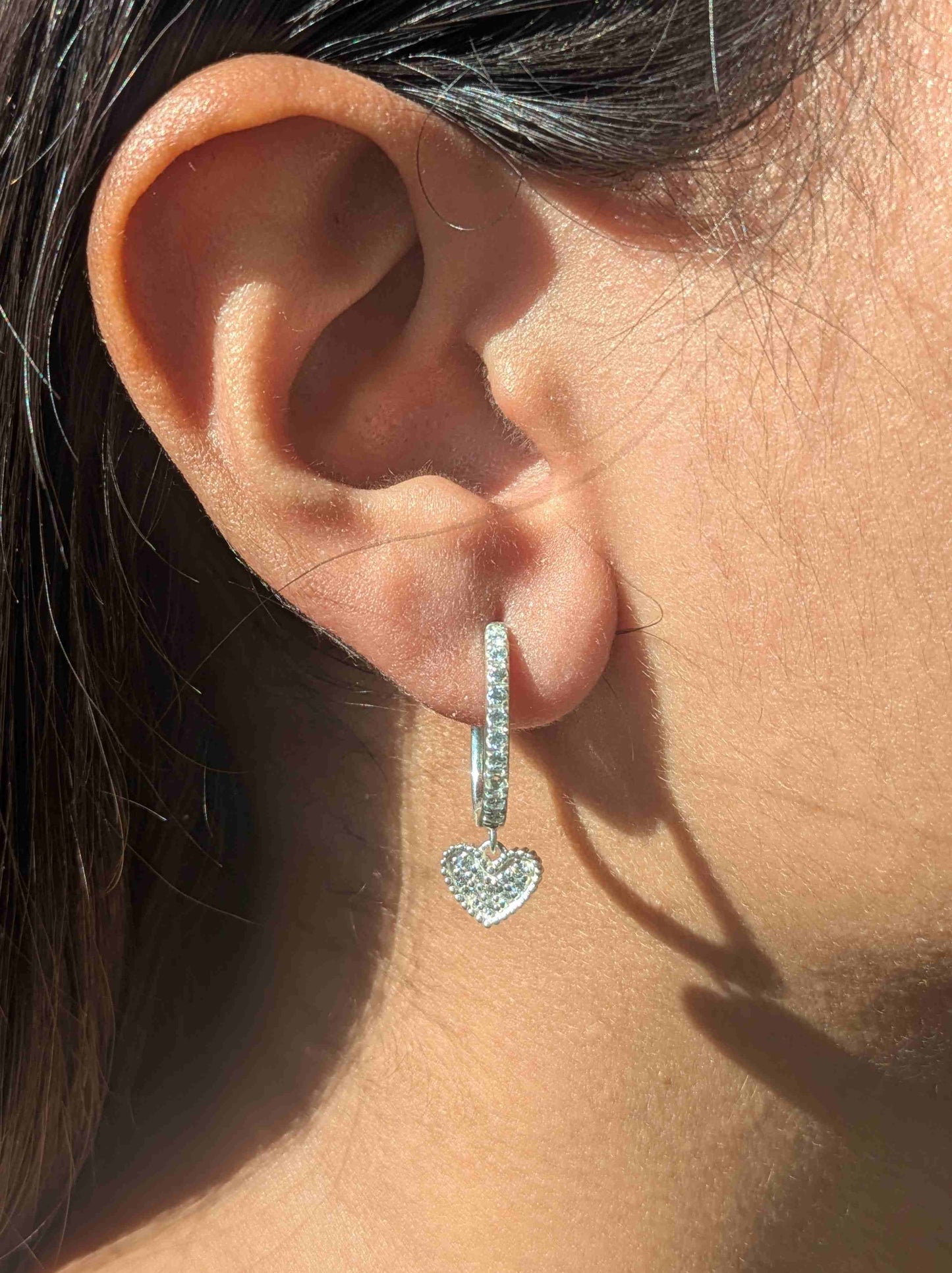 Classic Heart Oval Silver Hoop Earring For Women