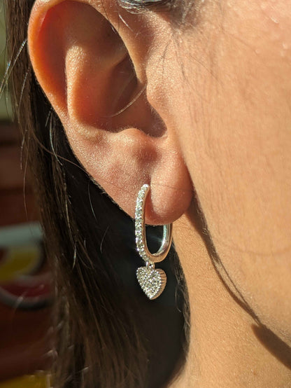 Classic Heart Oval Silver Hoop Earring For Women