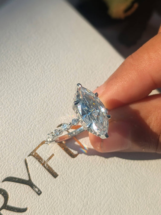 4Ct Shelby Marquise Solitaire Silver Ring For Women