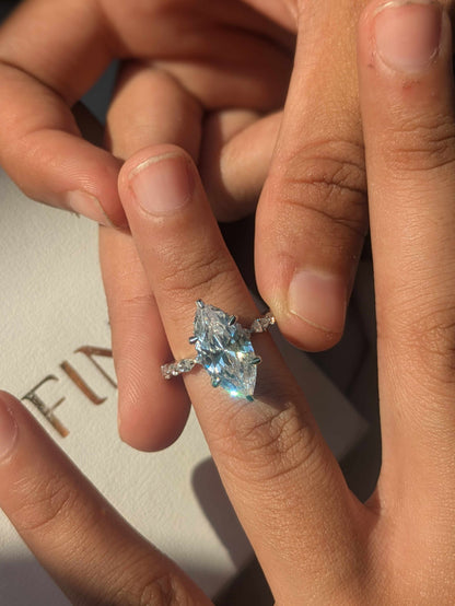 4Ct Shelby Marquise Solitaire Silver Ring For Women