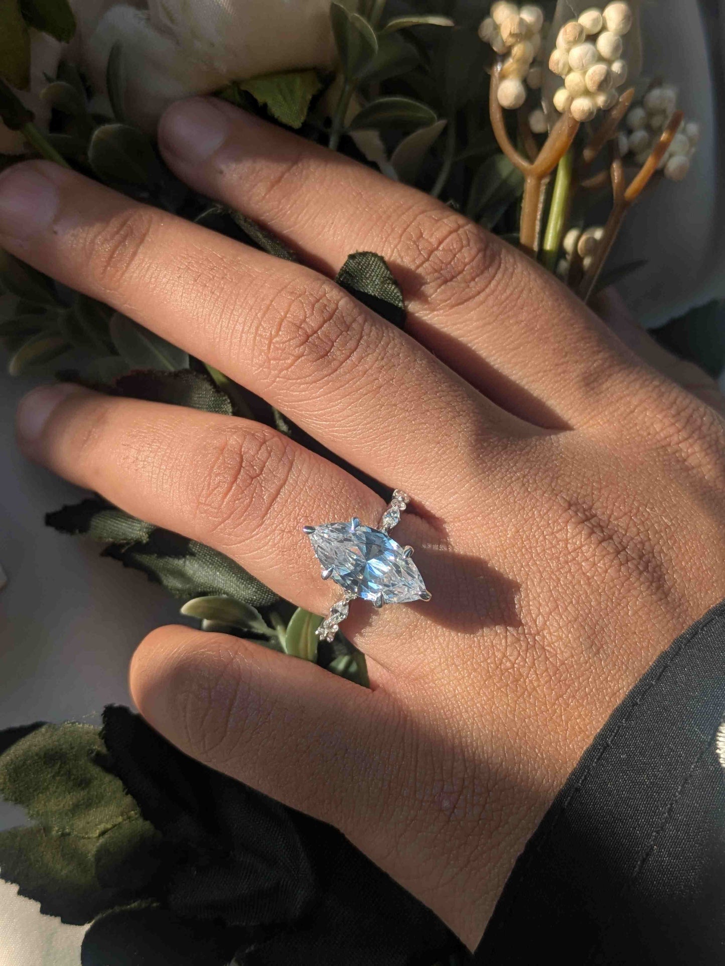 4Ct Shelby Marquise Solitaire Silver Ring For Women