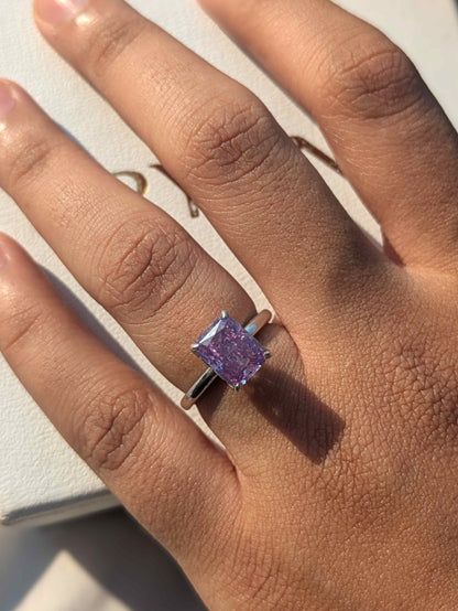 2.5Ct Purple Ice Crushed Petal Silver Ring For Women