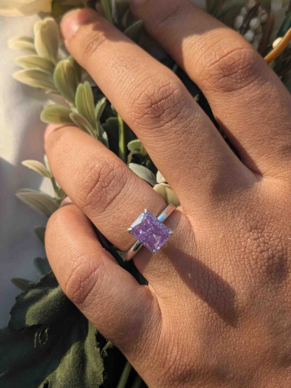 2.5Ct Purple Ice Crushed Petal Silver Ring For Women