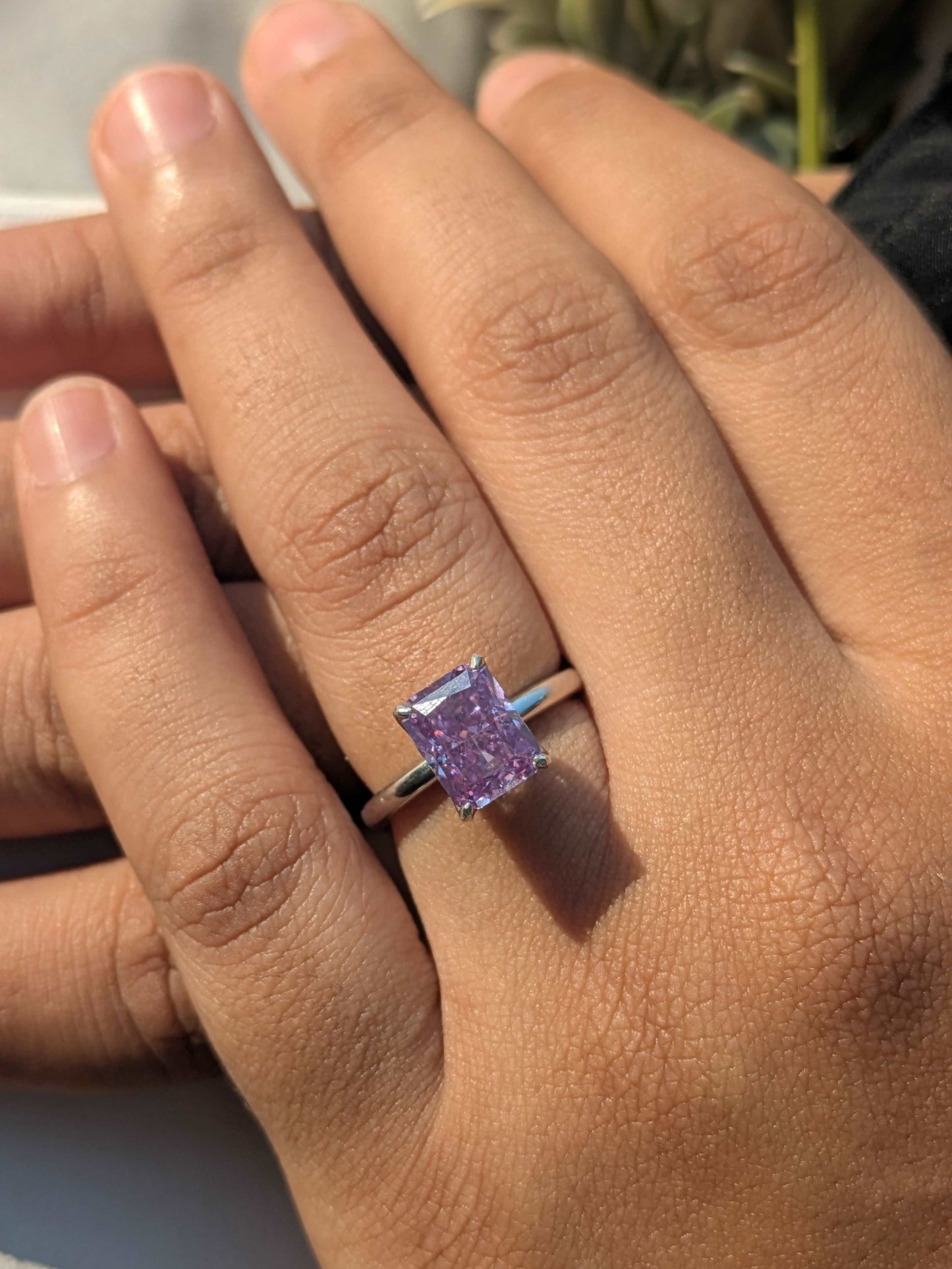 2.5Ct Purple Ice Crushed Petal Silver Ring For Women