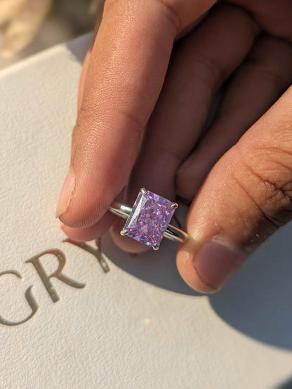 2.5Ct Purple Ice Crushed Petal Silver Ring For Women