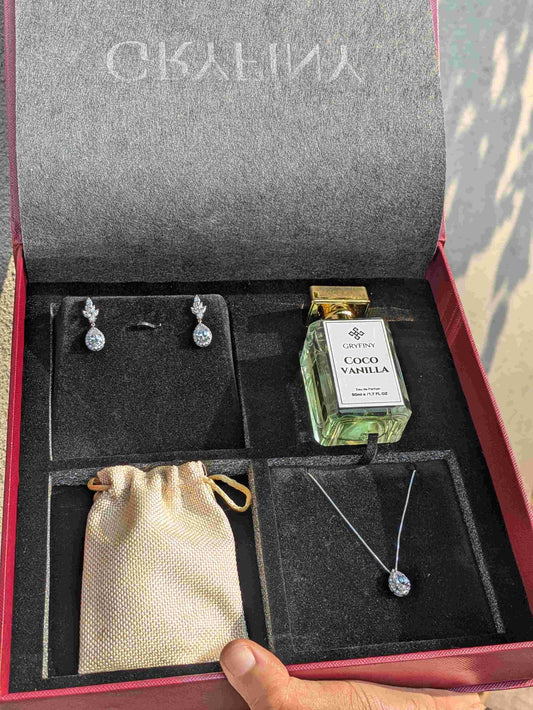 Pear Halo Silver Dangler & Pendant Gift Set For Her