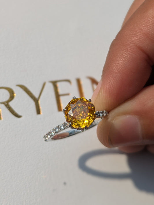 2Ct Yellow Rose Cut Blossom Silver Solitare Ring For Women