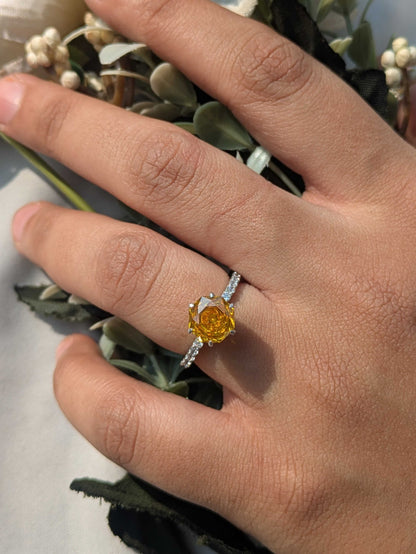 2Ct Yellow Rose Cut Blossom Silver Solitare Ring For Women