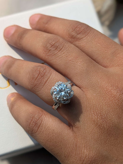 2Ct Cynthia Luxe Round Solitaire Silver Ring For Women