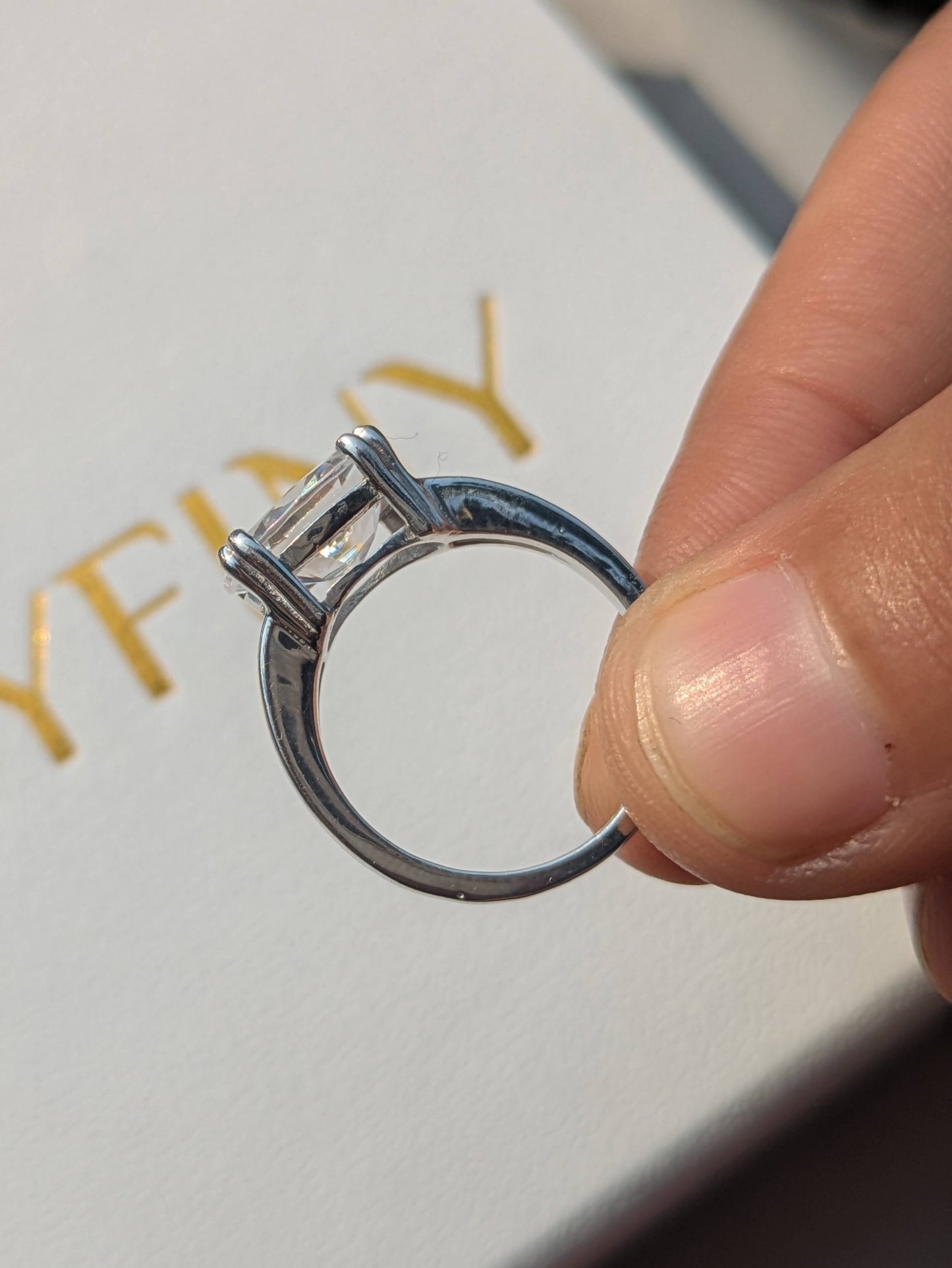 3Ct East West Setted Oval Silver Solitaire Ring For Women