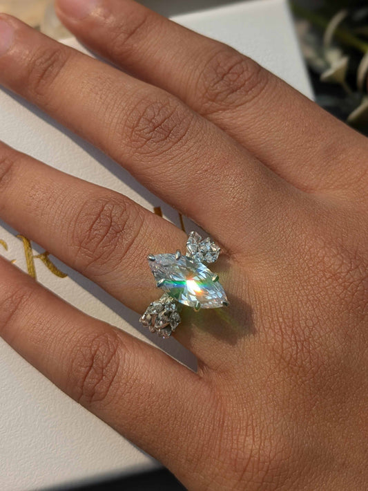 4.2Ct Lux Grace Marquise Solitaire Silver Ring For Women