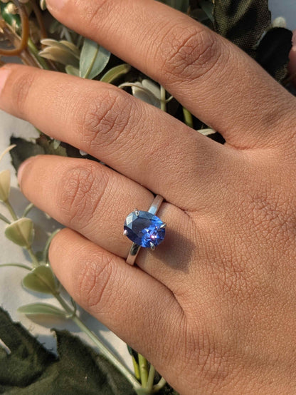 3Ct Charlotte Blue Tanzanite Silver Oval Solitaire Ring