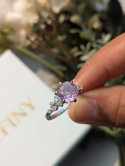 2Ct Pink Rose Cut Eliza Silver Solitare Ring For Women