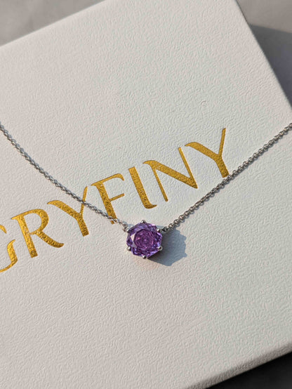 Purple Rose Cut Silver Earrings & Pendant Gift Set For Her
