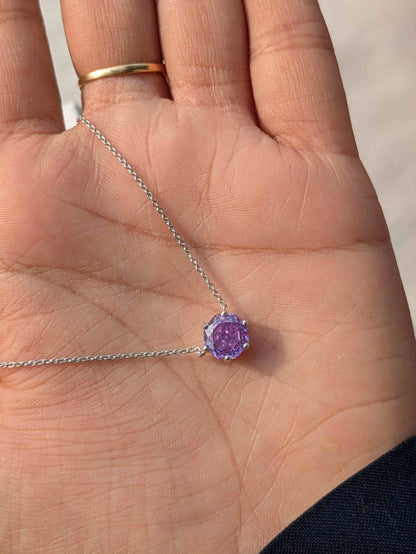 2Ct Rose Cut Purple Round Diamond Pendant