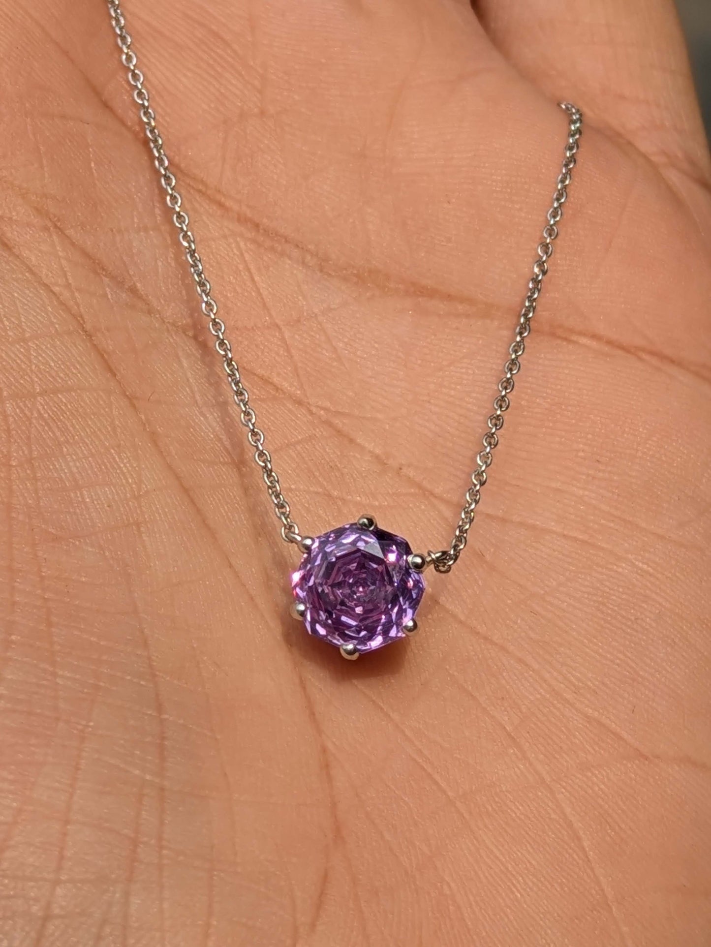 2Ct Rose Cut Purple Round Diamond Pendant