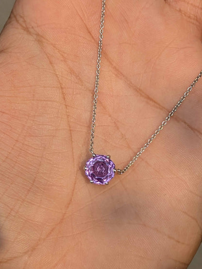 2Ct Rose Cut Purple Round Diamond Pendant