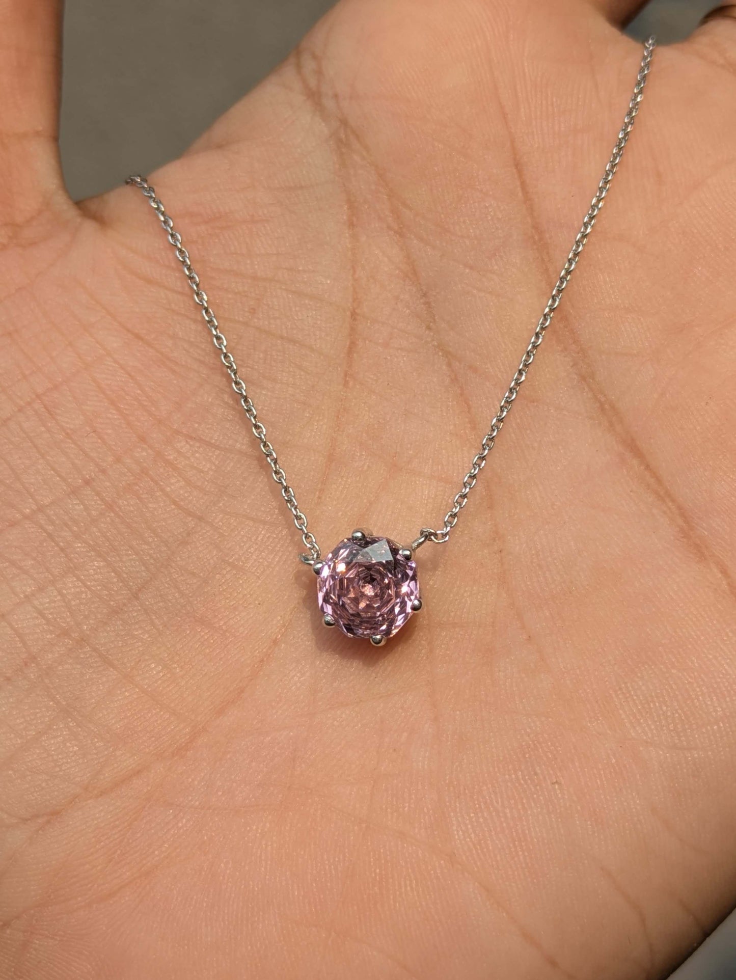 2Ct Rose Cut Pink Round Diamond Pendant