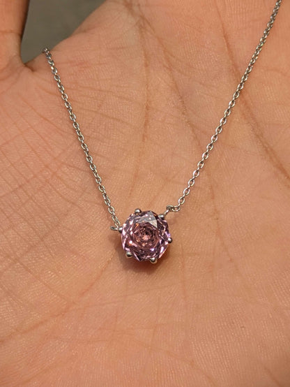 2Ct Rose Cut Pink Round Diamond Pendant
