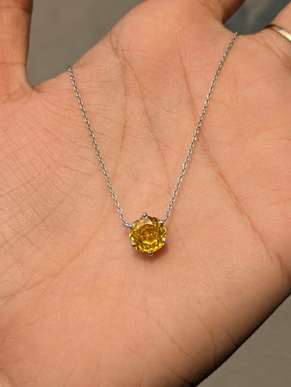 2Ct Rose Cut Yellow Round Silver Pendant For Women