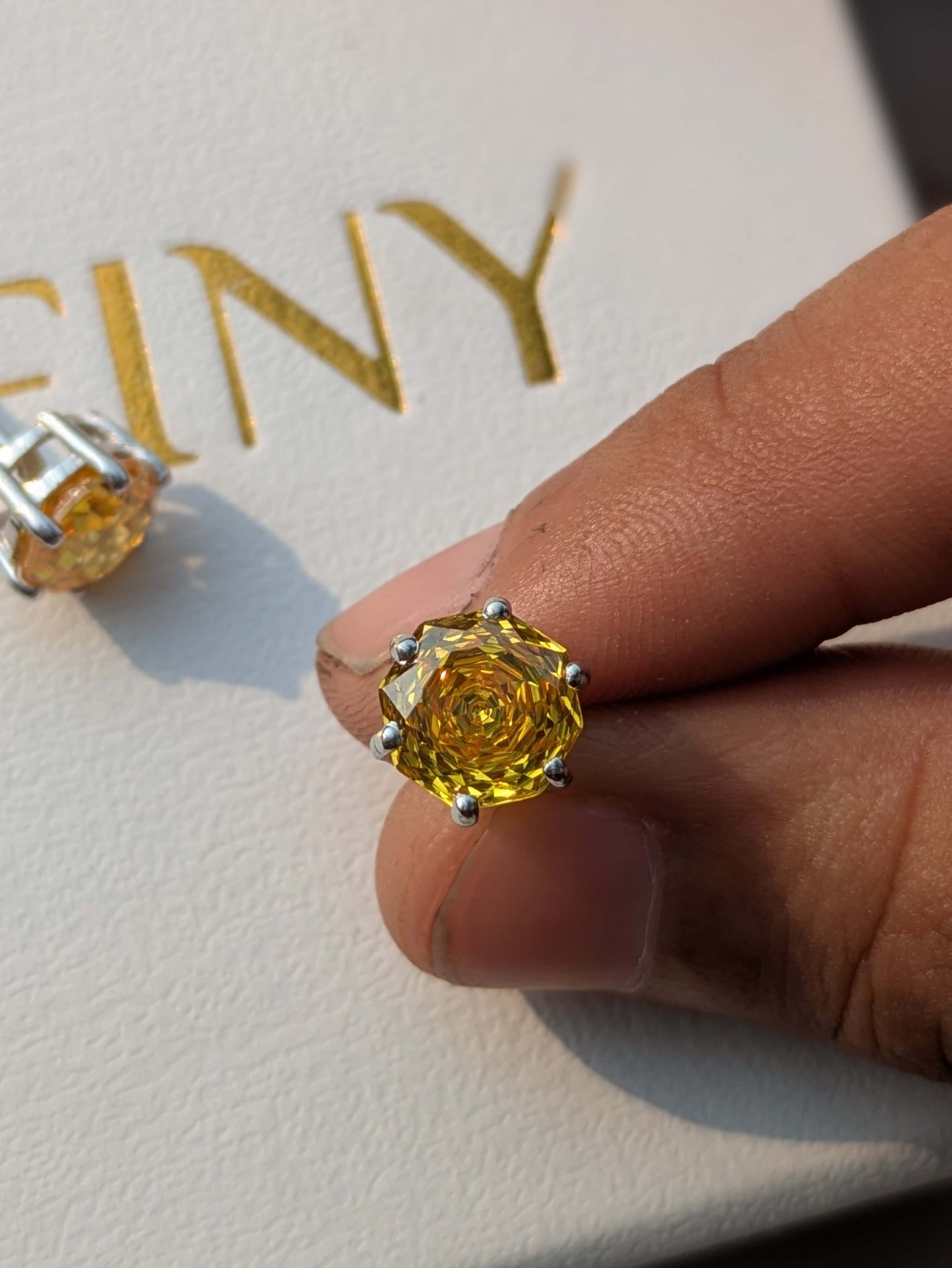 2Ct Yellow Rose Cut Round Stud Silver Earring