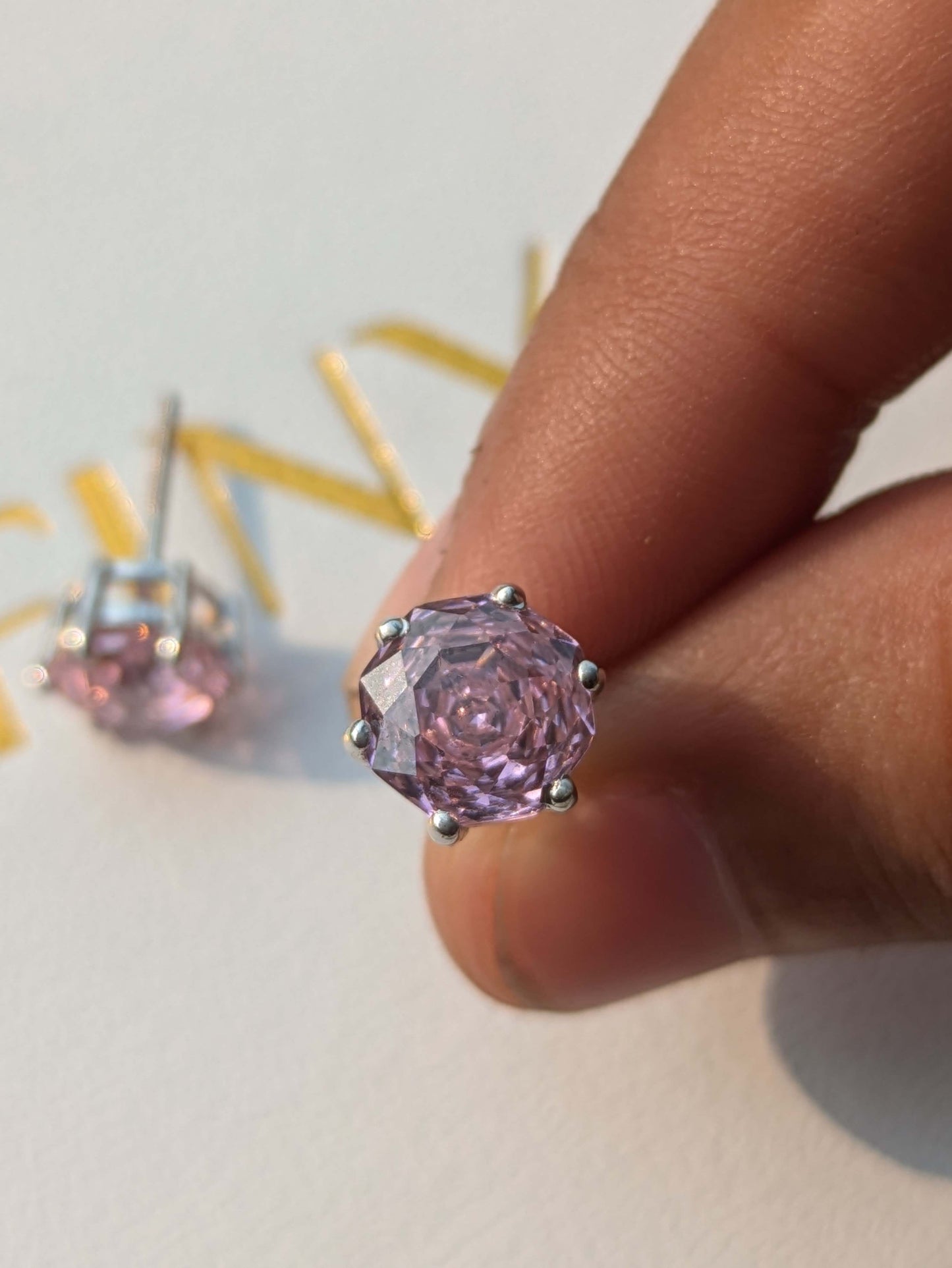 2Ct Pink Rose Cut Round Stud Silver Earring