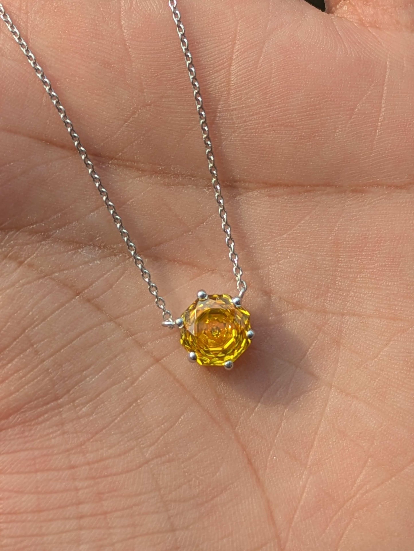 2Ct Rose Cut Yellow Round Silver Pendant For Women