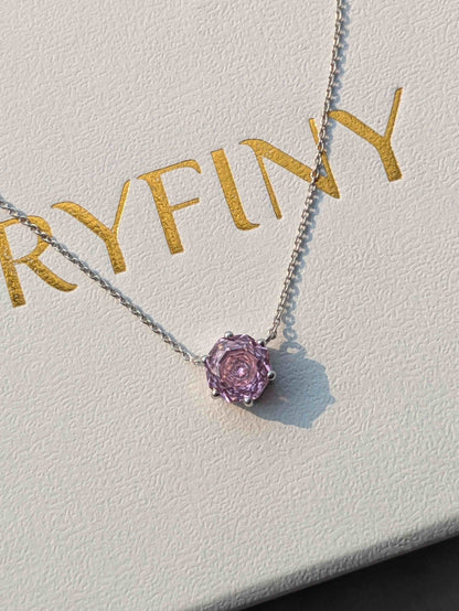 Pink Rose Cut Silver Earrings & Pendant Gift Set For Her