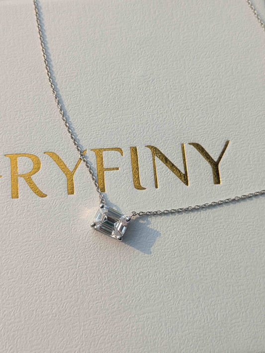 1.8Ct Emerald Cut Silver Pendant Diamond Pendant