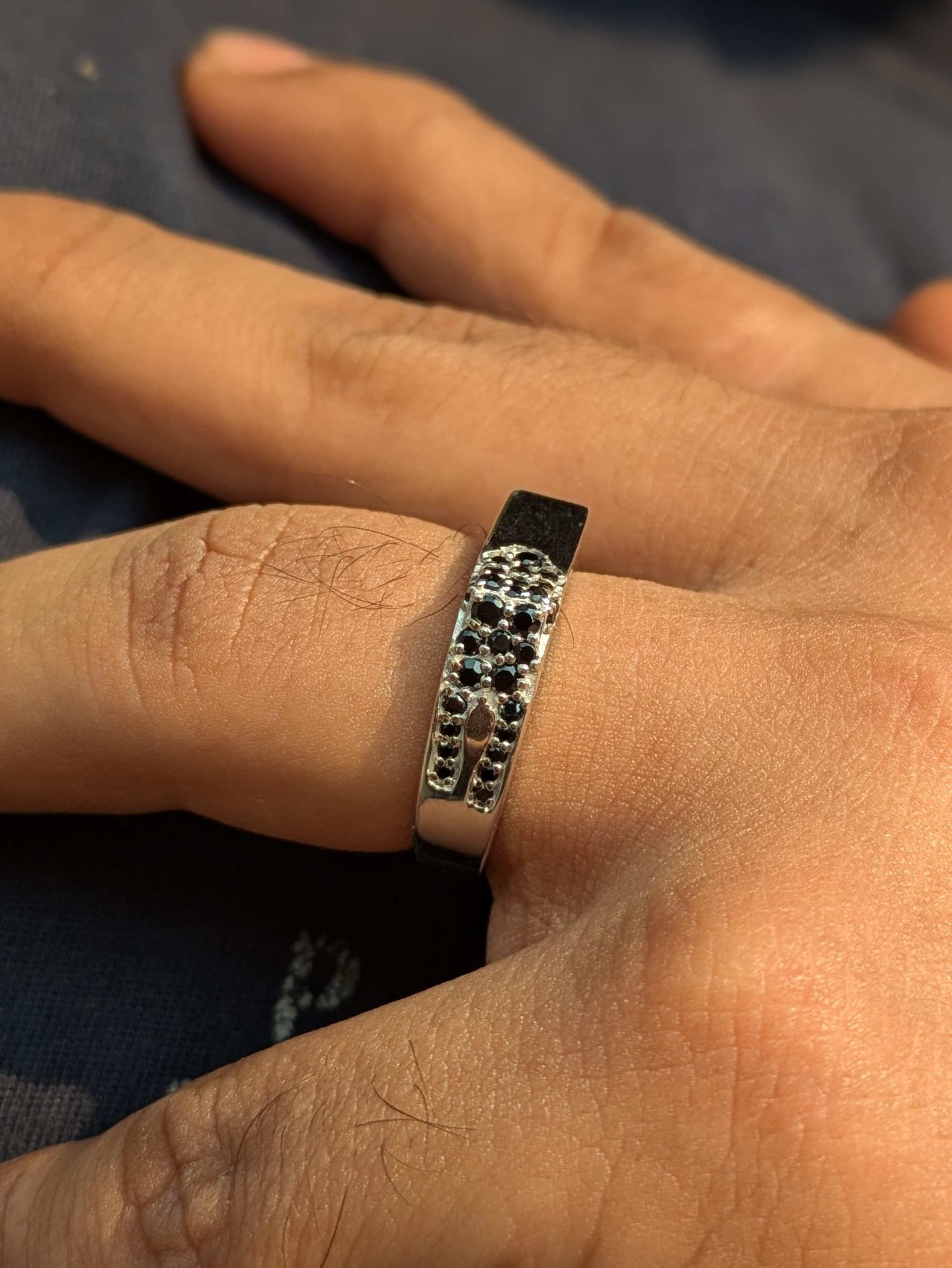 Black Panthera Silver Ring For Men