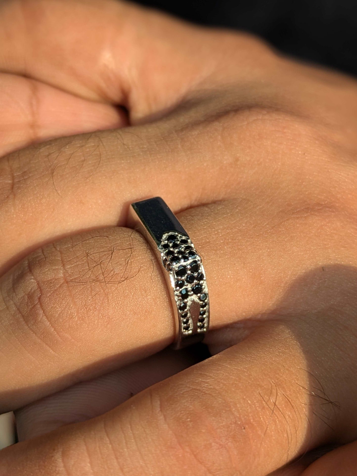 Black Panthera Silver Ring For Men